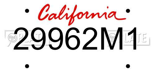 29962M1 California License Plate