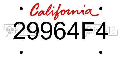 29964F4 California License Plate