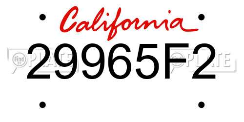 29965F2 California License Plate