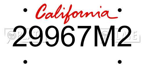 29967M2 California License Plate