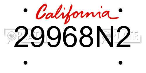 29968N2 California License Plate