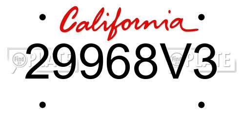 29968V3 California License Plate