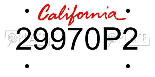 29970P2 California License Plate