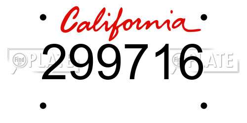 299716 California License Plate