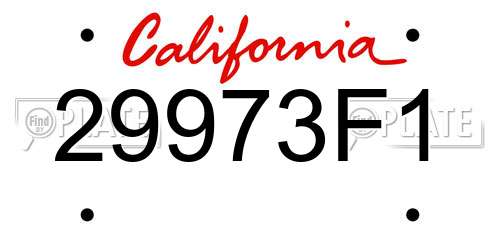 29973F1 California License Plate