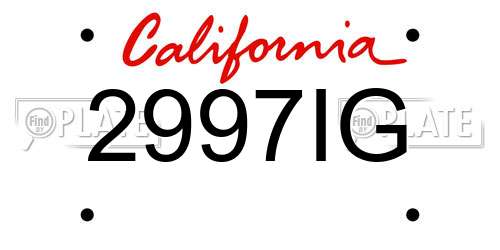 2997IG California License Plate
