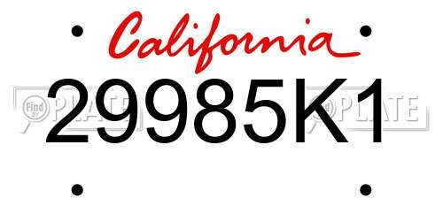 29985K1 California License Plate