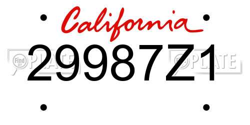 29987Z1 California License Plate