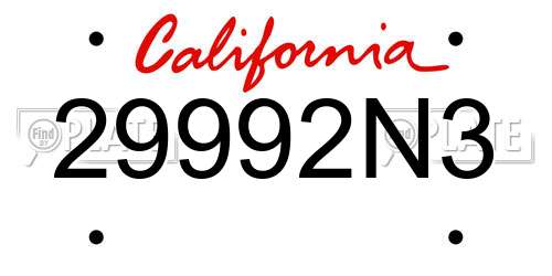 29992N3 California License Plate