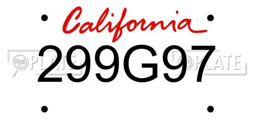 299G97 California License Plate