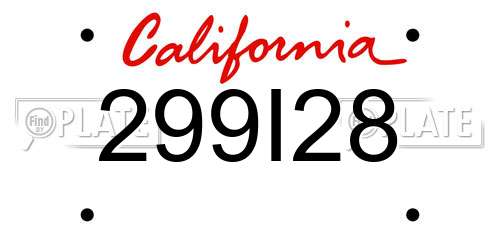 299I28 California License Plate