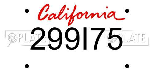 299I75 California License Plate