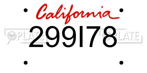 299I78 California License Plate