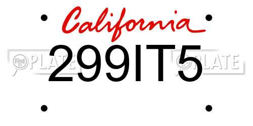 299IT5 California License Plate