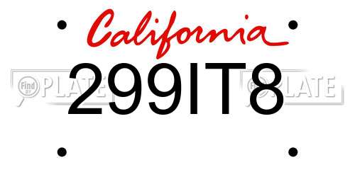299IT8 California License Plate