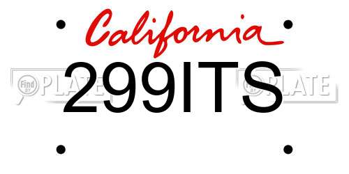 299ITS California License Plate