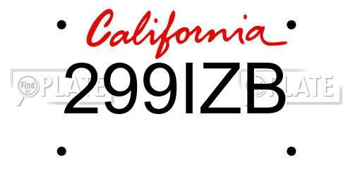 299IZB California License Plate