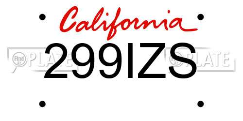 299IZS California License Plate
