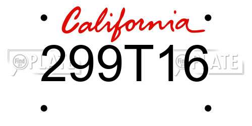299T16 California License Plate