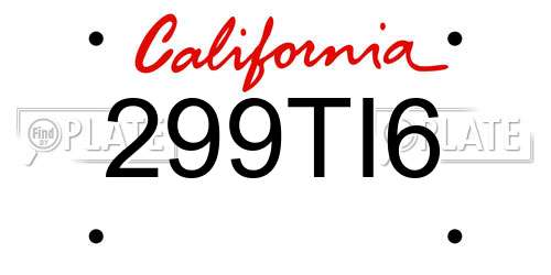 299TI6 California License Plate