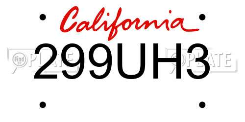 299UH3 California License Plate