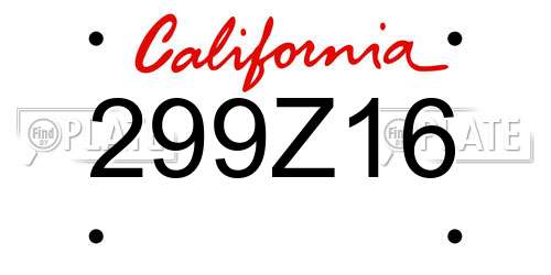 299Z16 California License Plate