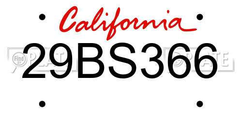 29BS366 California License Plate