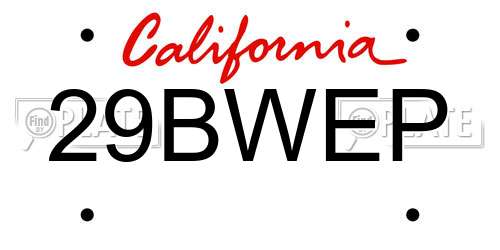 29BWEP California License Plate