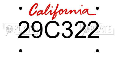 29C322 California License Plate
