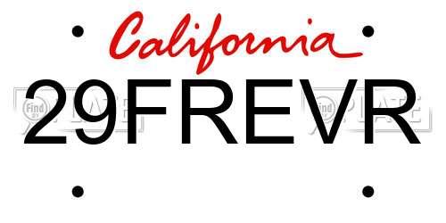 29FREVR California License Plate