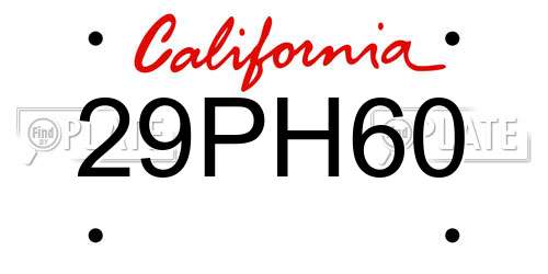 29PH60 California License Plate