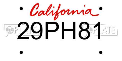 29PH81 California License Plate