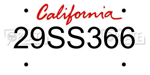29SS366 California License Plate