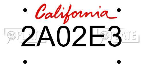 2A02E3 California License Plate