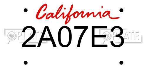2A07E3 California License Plate