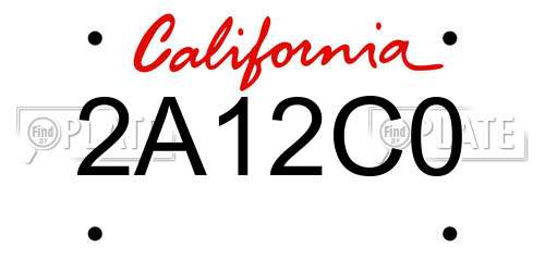 2A12C0 California License Plate