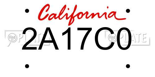 2A17C0 California License Plate