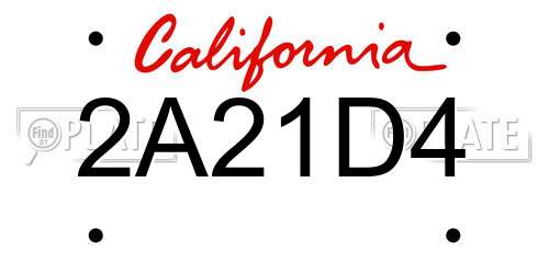 2A21D4 California License Plate