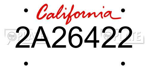 2A26422 California License Plate