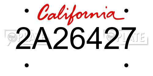 2A26427 California License Plate