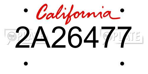 2A26477 California License Plate