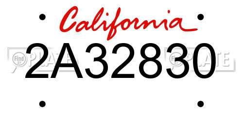 2A32830 California License Plate