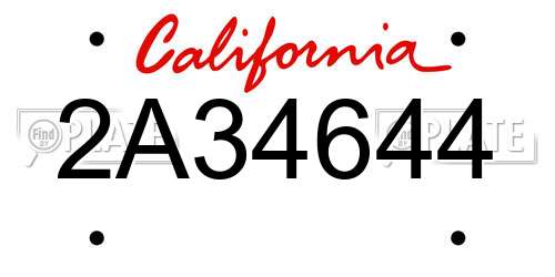 2A34644 California License Plate