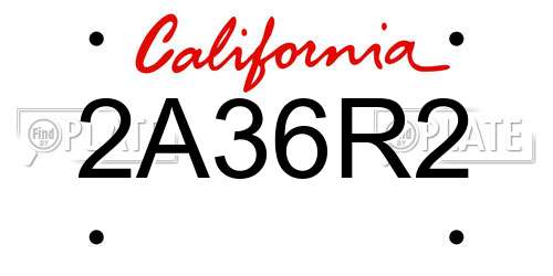 2A36R2 California License Plate