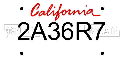 2A36R7 California License Plate