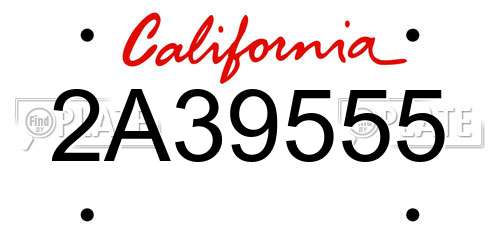 2A39555 California License Plate