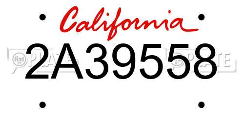 2A39558 California License Plate