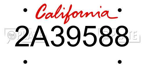 2A39588 California License Plate