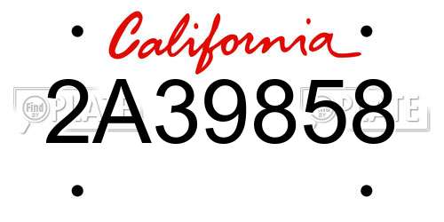 2A39858 California License Plate