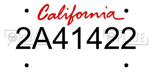 2A41422 California License Plate